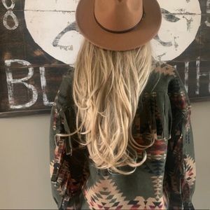 NWOT Aztec Print Fringed Boho Jacket Shacket.
